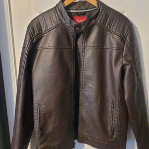 GUESS Faux-Leather Motorcycle Jacket with Detachable-Hood